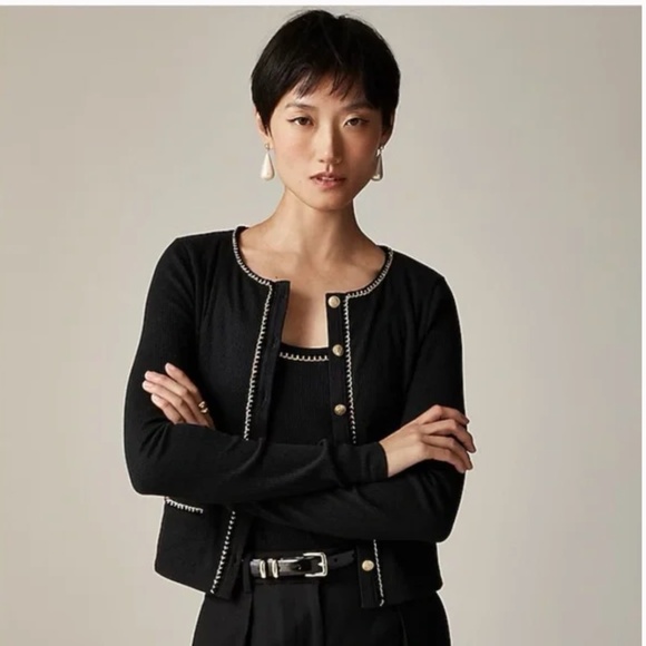 J. Crew Tops - NWT J. Crew Vintage Rib Lady Jacket with Chain Trim Large